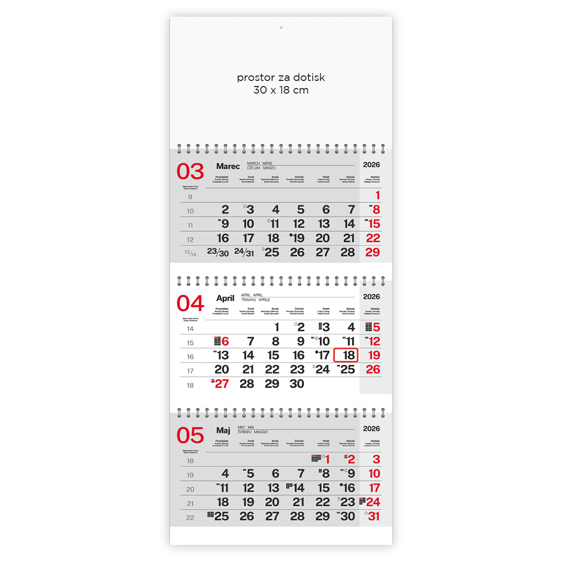 tridelni poslovni_3 Tridelni poslovni koledar 2026