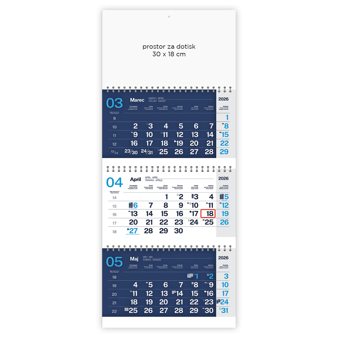 tridelni poslovni_4 Tridelni poslovni koledar 2026