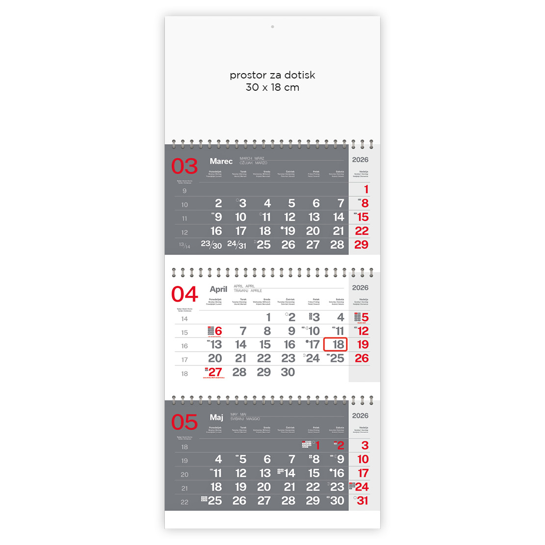 tridelni poslovni_2026 koledar Tridelni poslovni koledar 2026