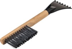 Leseno strgalo za led z metlico za sneg.