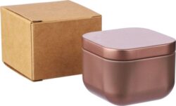 Sveča z vonjem vanilije v kovinski posodi